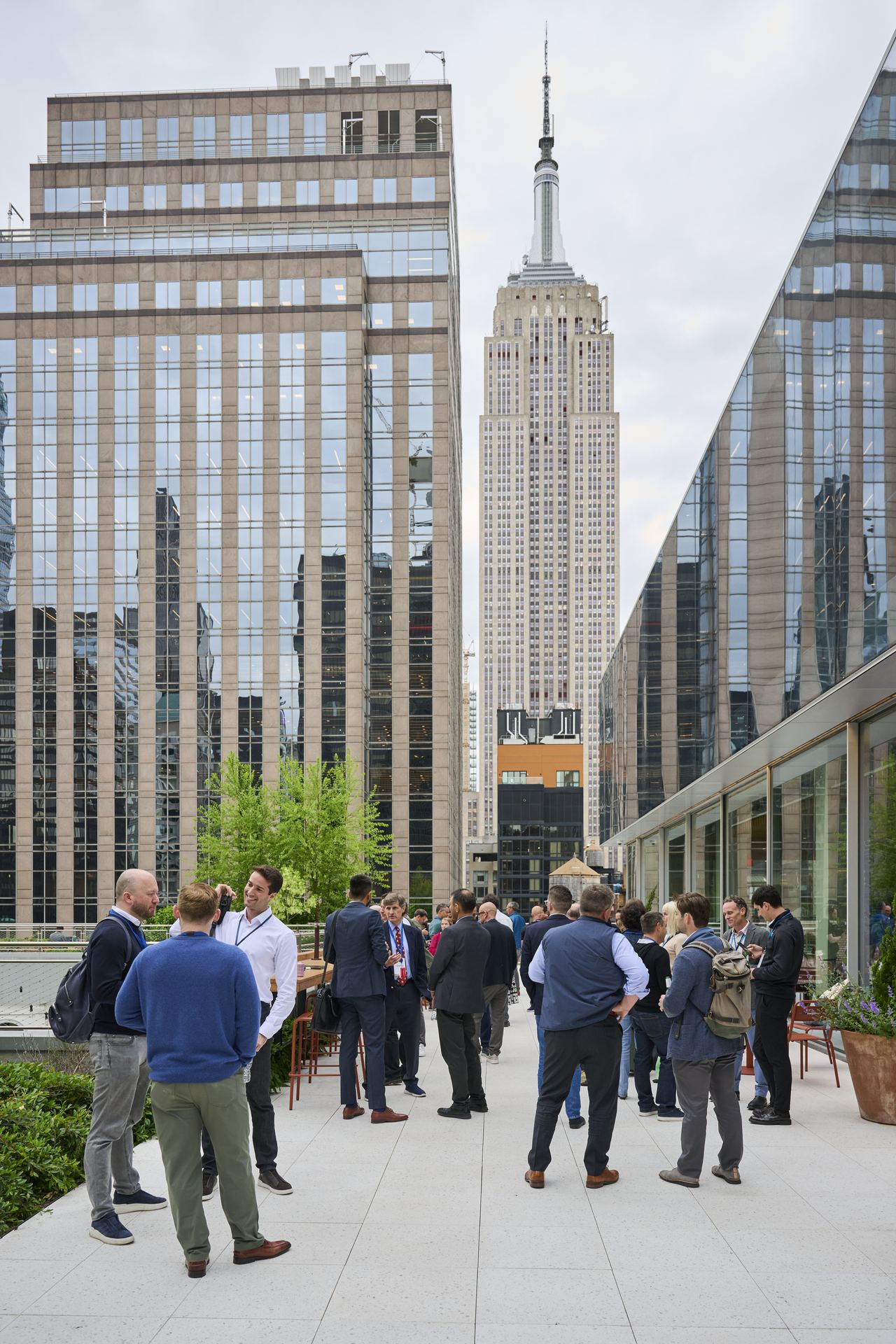 The rooftop reception with the Empire State Building behind it